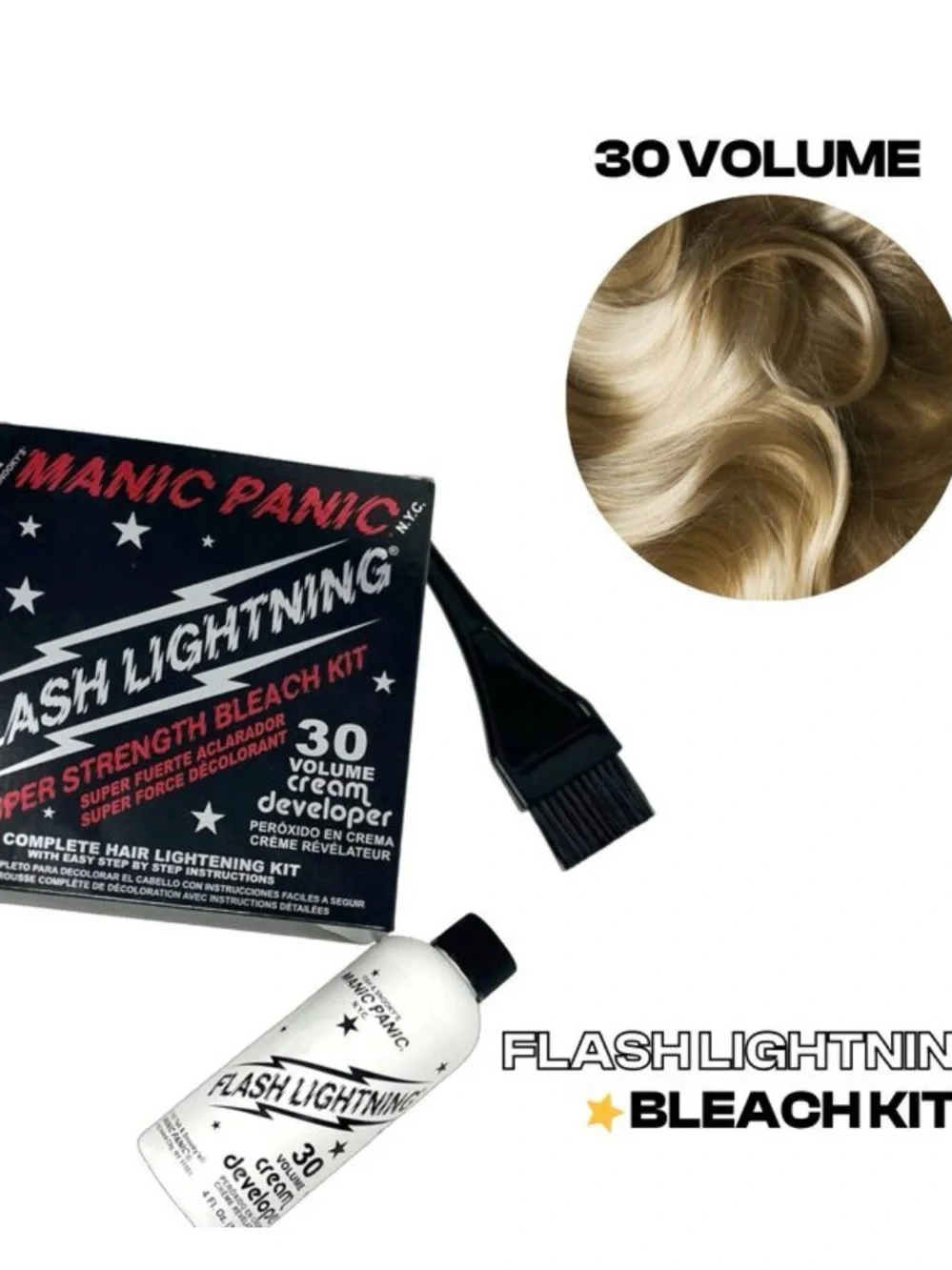 2 MANIC PANIC Flash Lightning Super Strength Bleach Kit - NIB